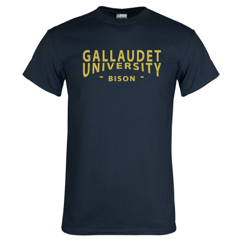  Navy T Shirt - Gallaudet University Distressed Design