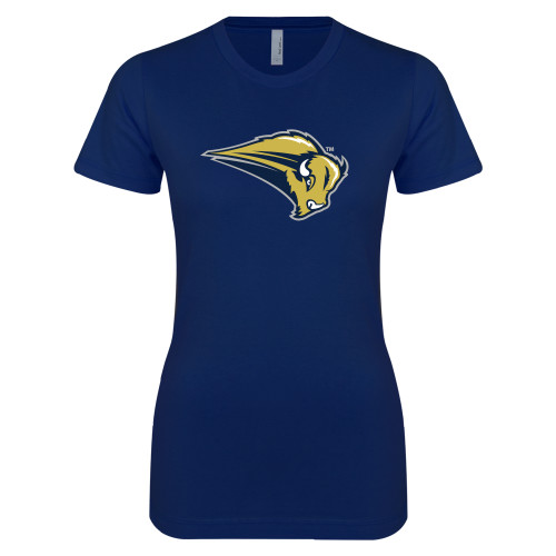  Next Level Womens Navy Boyfriend Tee - Bison Mark