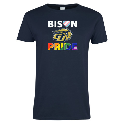  Womens Short Sleeve Navy Tee - Bison Pride Design