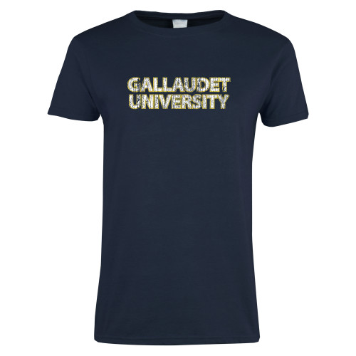  Womens Short Sleeve Navy Tee - Gaullaudet University Distressed