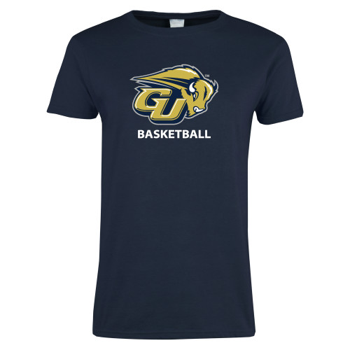  Womens Short Sleeve Navy Tee - Basketball