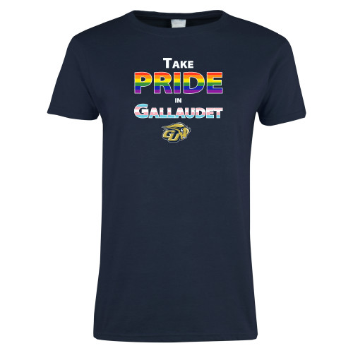  Womens Short Sleeve Navy Tee - Pride in Gallaudet Design