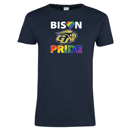 Womens Short Sleeve Navy Tee - Bison Pride