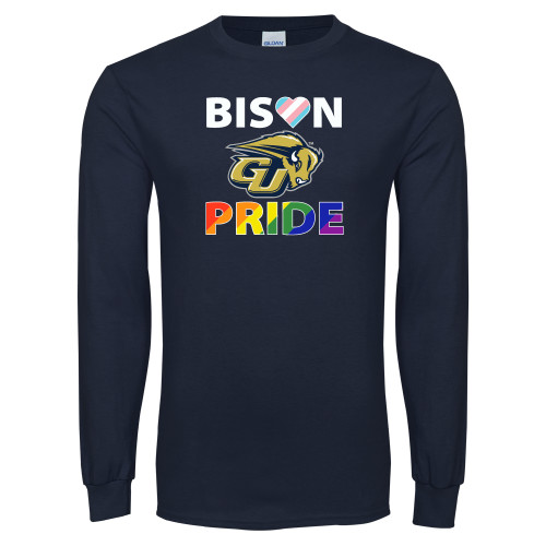  Navy Long Sleeve T-Shirt - Bison Pride Design