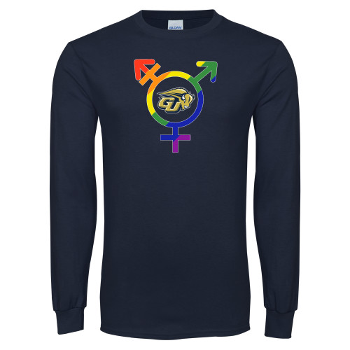  Navy Long Sleeve T-Shirt - Pride Design