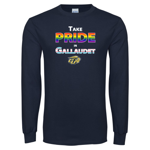  Navy Long Sleeve T-Shirt - Pride in Gallaudet Design