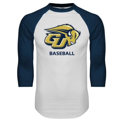 White/Navy Raglan Baseball T Shirt - Baseball