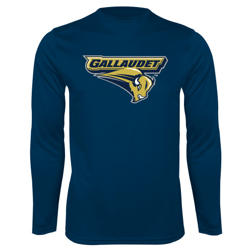  Navy Performance Long Sleeve Shirt - Gallaudet Bison