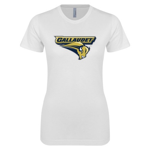  Next Level Womens White Boyfriend Tee - Gallaudet Bison