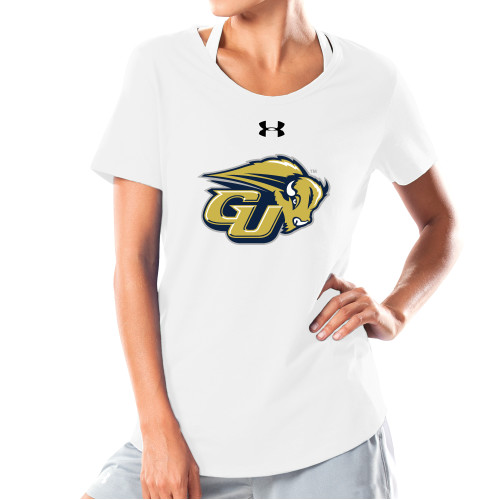  Under Armour Womens White Charged Cotton Tee - GU Bison
