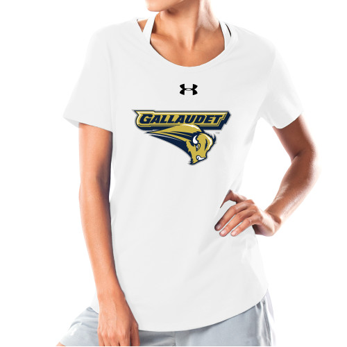  Under Armour Womens White Charged Cotton Tee - Gallaudet Bison