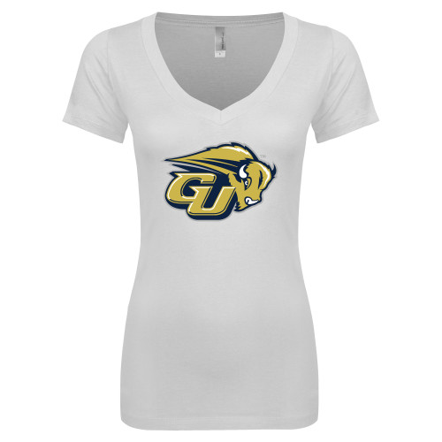  Next Level Womens White Ideal V Tee - GU Bison