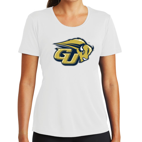  Womens White Performance Tee - GU Bison