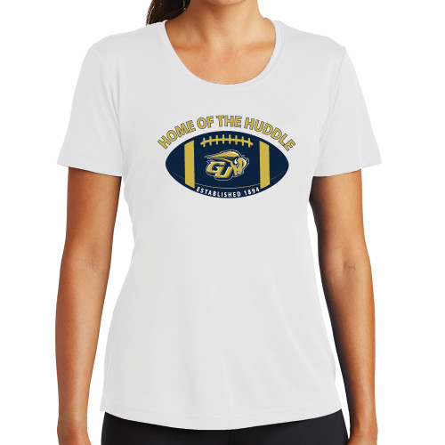  Womens White Performance Tee - Home of the Huddle
