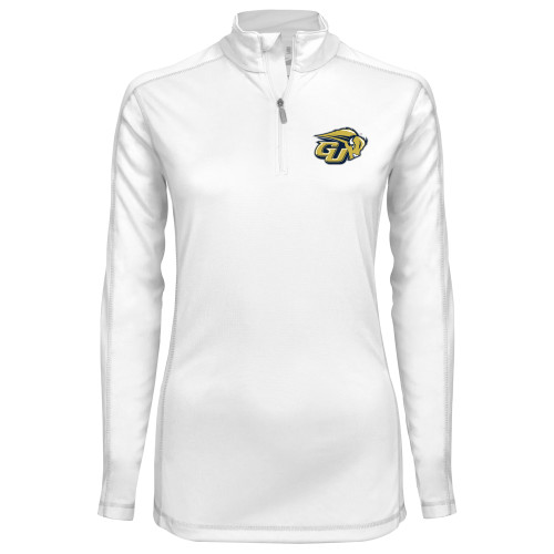  Syntrel Womens White Interlock 1/4 Zip - GU Bison