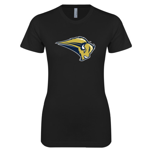  Next Level Womens Black Boyfriend Tee - Bison Mark