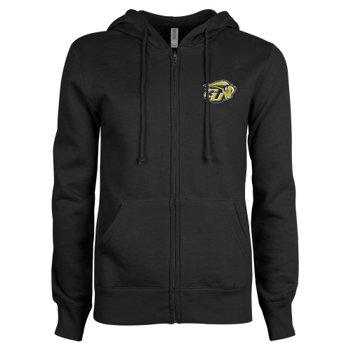  ENZA Womens Black Fleece Full Zip Hoodie - GU Bison