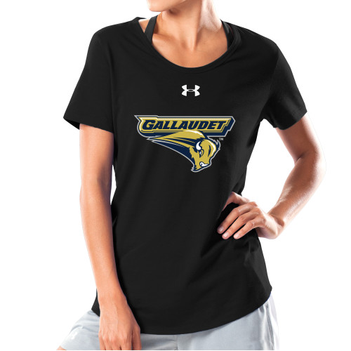  Under Armour Womens Black Charged Cotton Tee - Gallaudet Bison