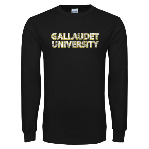  Black Long Sleeve T Shirt - Gaullaudet University Distressed