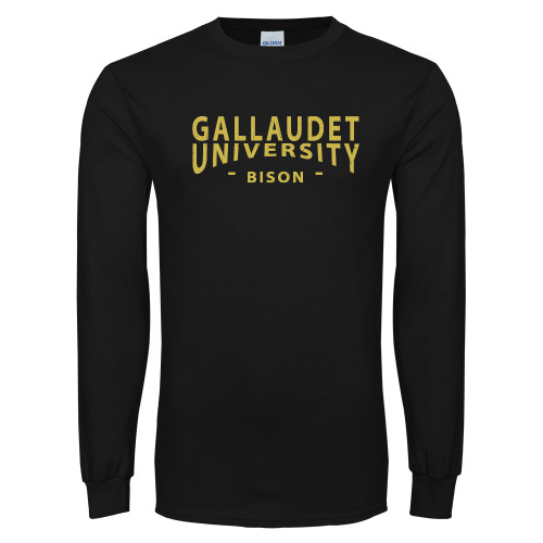  Black Long Sleeve T Shirt - Gallaudet University Distressed Design
