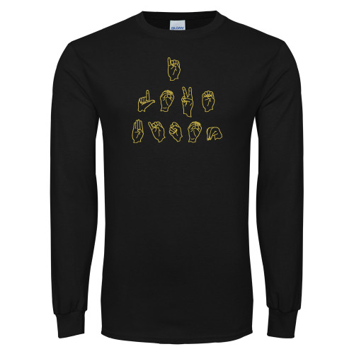  Black Long Sleeve T Shirt - ASL I Love Bison