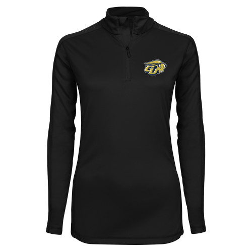  Syntrel Womens Black Interlock 1/4 Zip - GU Bison