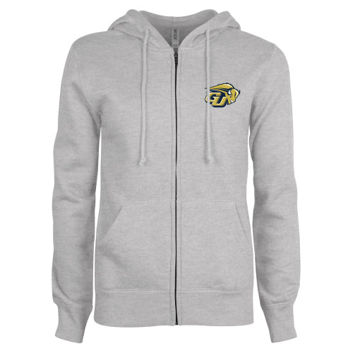  ENZA Womens Grey Fleece Full Zip Hoodie - GU Bison