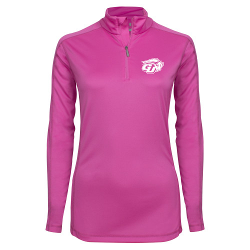  Syntrel Womens Raspberry Interlock 1/4 Zip - GU Bison