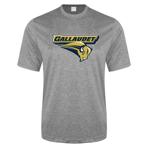  Grey Heather Performance Contender Tee - Gallaudet Bison