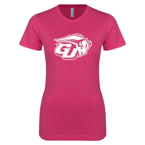  Next Level Womens Fuchsia Boyfriend Tee - GU Bison