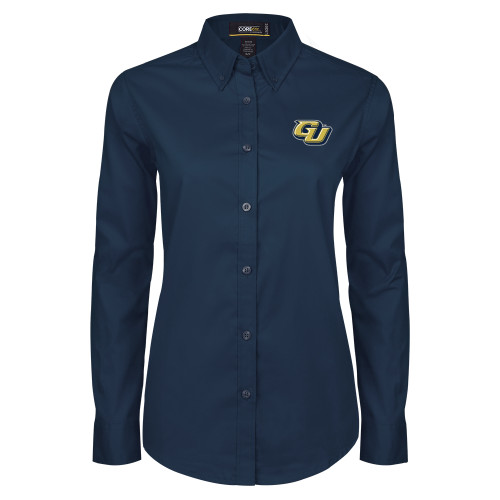  Womens Navy Twill Button Down Long Sleeve  - GU