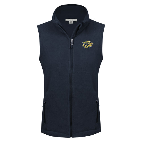  Womens Navy Fleece Full Zip Vest - GU Bison
