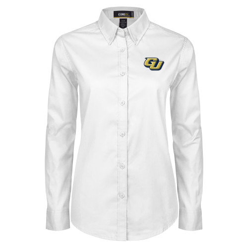  Womens White Twill Button Down Long Sleeve - GU
