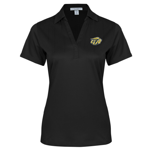  Womens Black Performance Fine Jacquard Polo - GU Bison