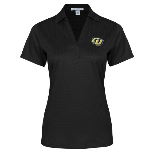 Womens Black Performance Fine Jacquard Polo - GU