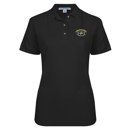  Womens Silk Touch Black Pique Polo - Home of the Huddle