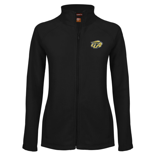  Womens Black Fleece Full Zip Jacket - GU Bison