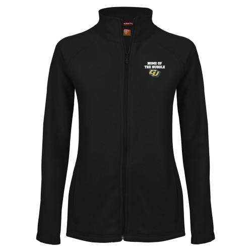  Womens Black Fleece Full Zip Jacket - Huddle Design