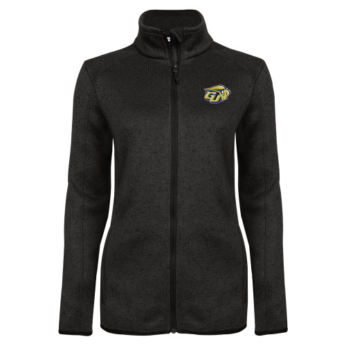  Womens Black Heather Fleece Jacket - GU Bison