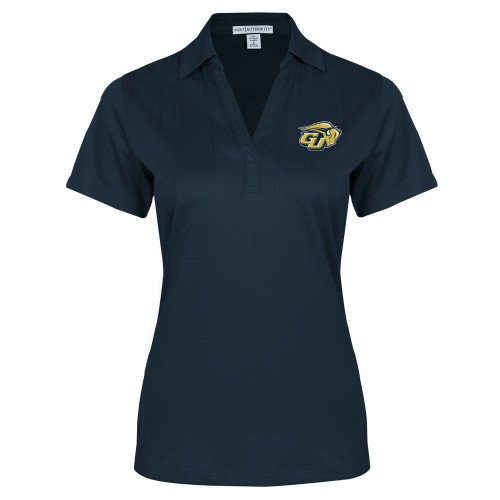  Womens Navy Performance Fine Jacquard Polo - GU Bison
