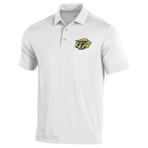  Under Armour White Performance Polo - GU Bison
