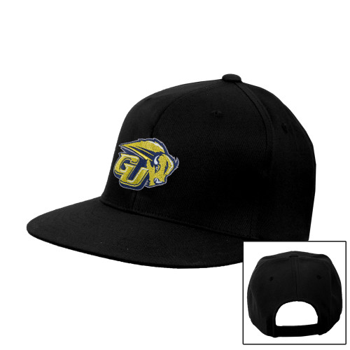  Black Flat Bill Snapback Hat - GU Bison