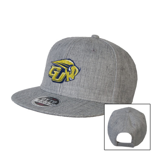  Heather Grey Wool Blend Flat Bill Snapback Hat - GU Bison
