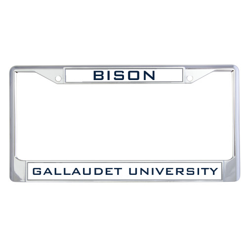  Metal License Plate Frame in Chrome - Bison