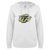 Thumbnail image for  ENZA Womens White V Notch Raw Edge Fleece Hoodie