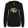 Thumbnail image for  ENZA Womens Black V Notch Raw Edge Fleece Hoodie