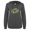 Thumbnail image for  ENZA Womens Dark Heather V Notch Raw Edge Fleece Hoodie