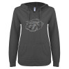Thumbnail image for  ENZA Womens Dark Heather V Notch Raw Edge Fleece Hoodie