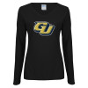 Thumbnail image for  Womens Black Long Sleeve V Neck Tee 