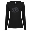 Thumbnail image for  Womens Black Long Sleeve V Neck Tee 